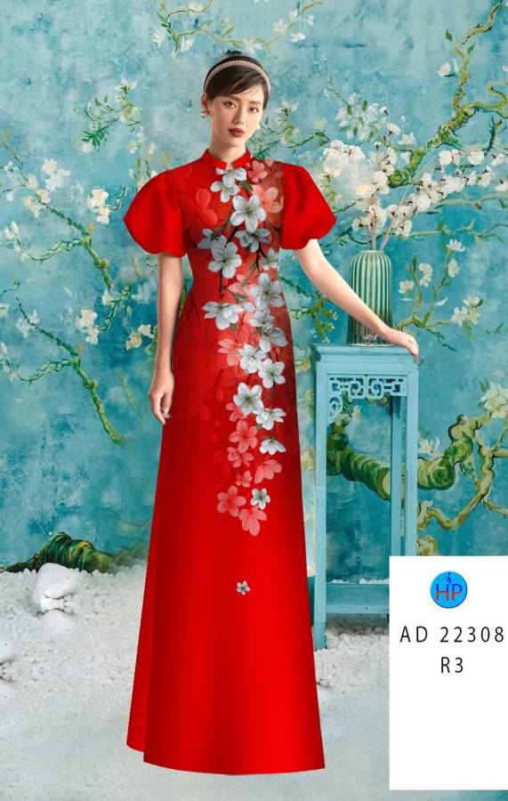 Vải Áo Dài Hoa In 3D AD 22308 15